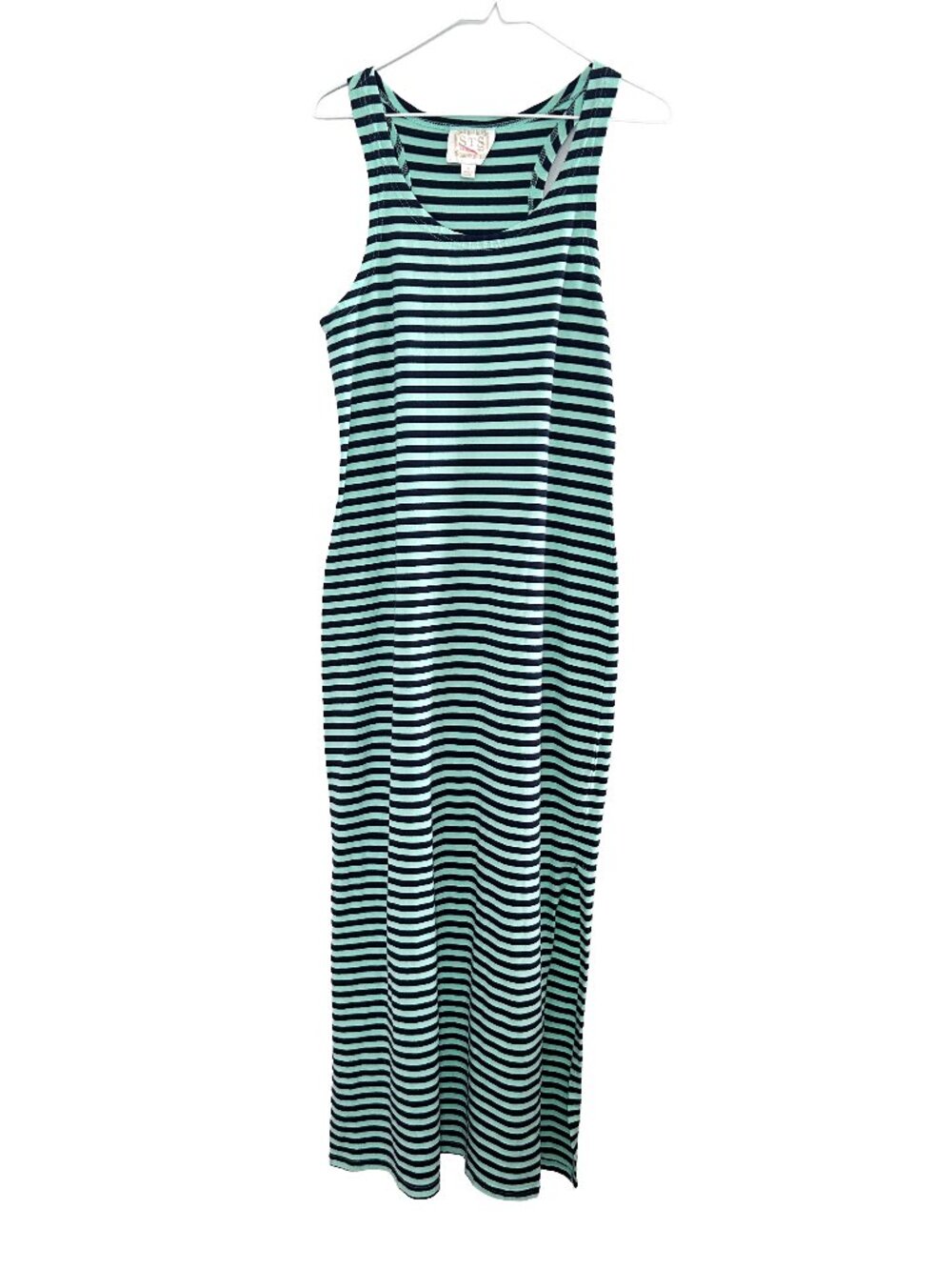 Sail to Sable Striped Maxi Dress Teal Navy Stripe Coastal Chic Tank Dress Small